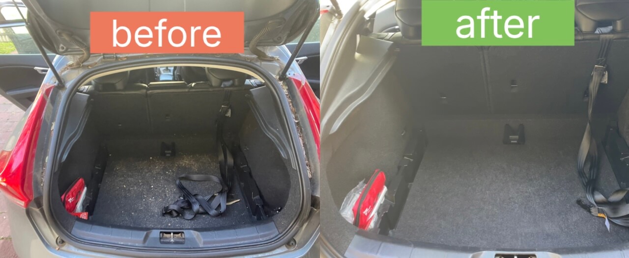 Boot detail, before and after